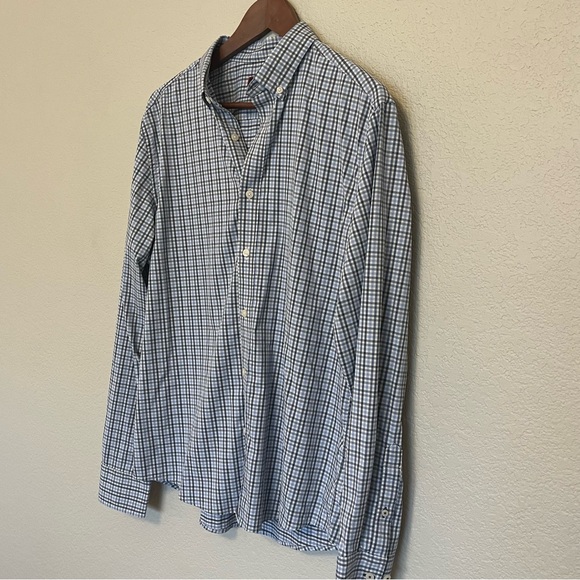 UNTUCKit Nahad Slim Fit Blue and White Plaid Button Down Shirt Men's Size Large - Picture 9 of 14